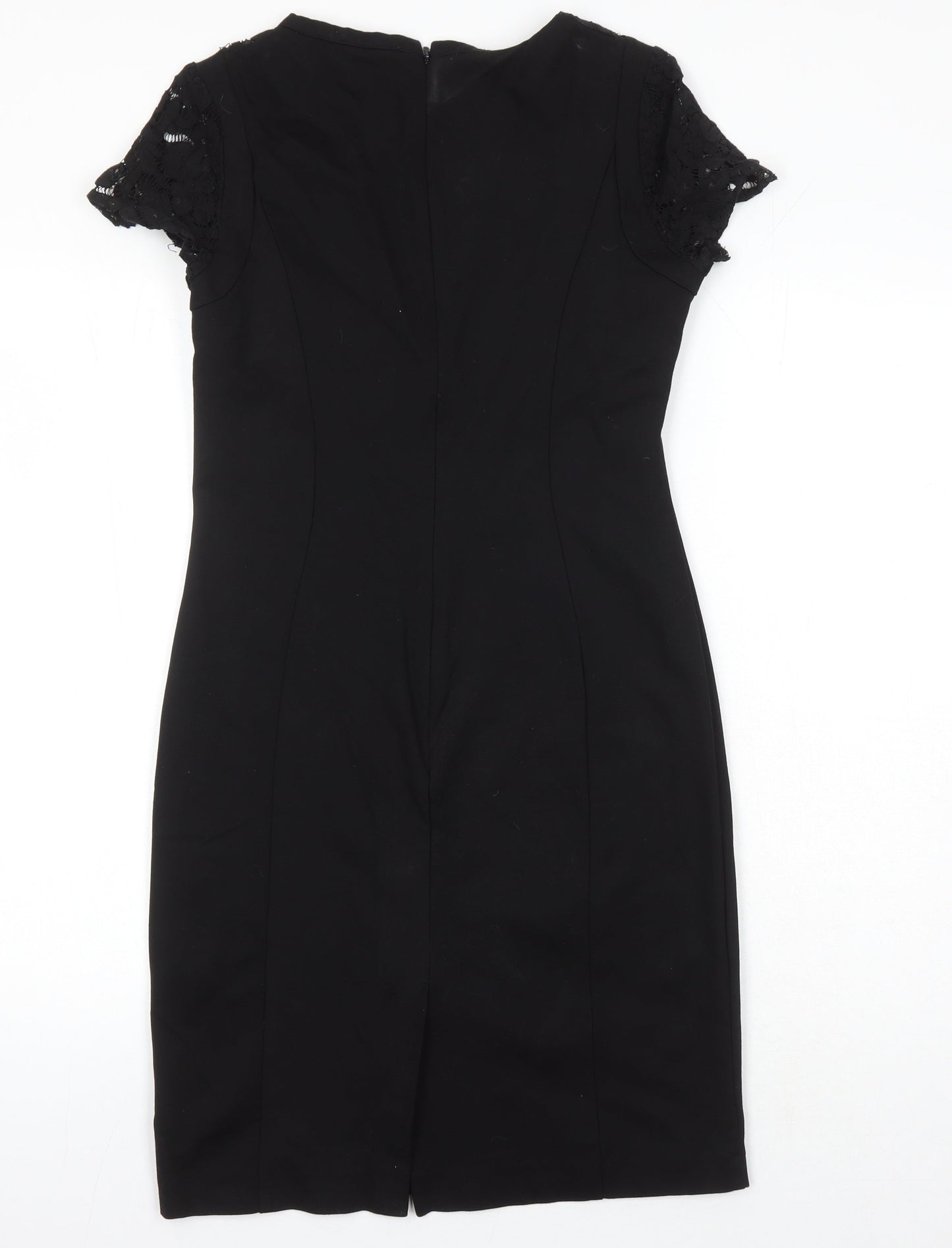 Dahlia Womens Black Viscose Pencil Dress Size XS Round Neck Zip