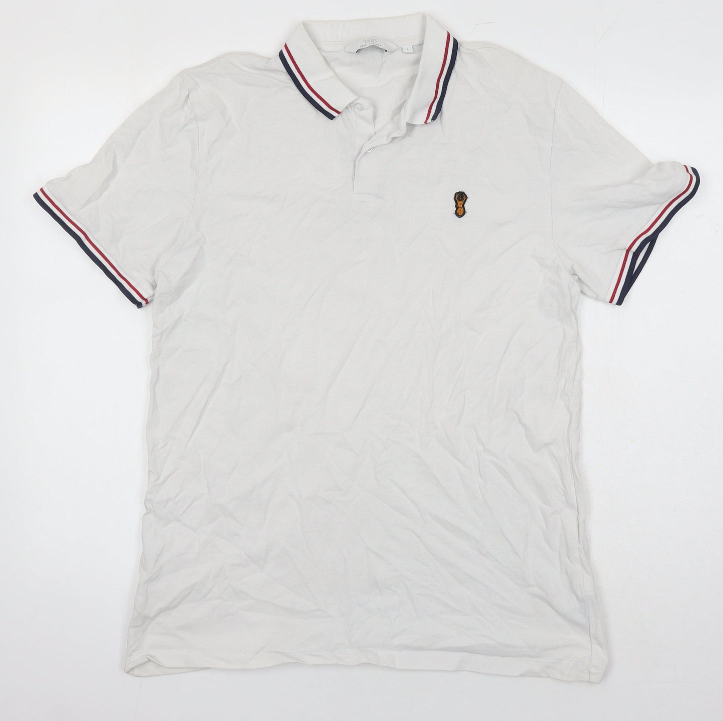 NEXT Mens White Cotton Polo Size L Collared