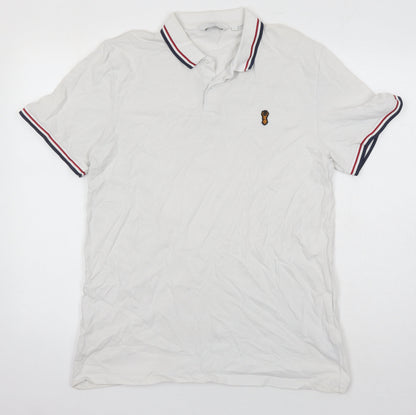 NEXT Mens White Cotton Polo Size L Collared