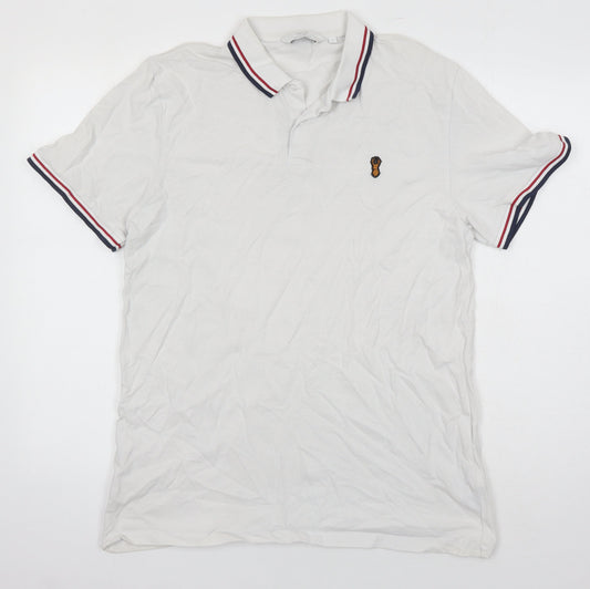 NEXT Mens White Cotton Polo Size L Collared
