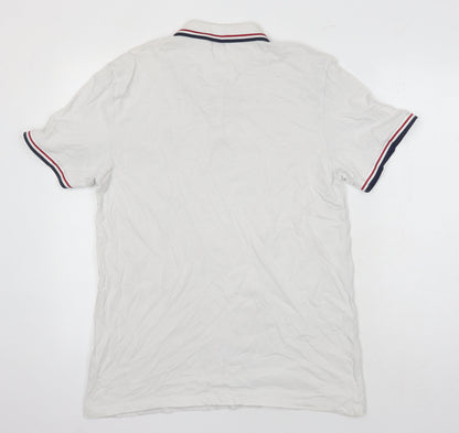 NEXT Mens White Cotton Polo Size L Collared