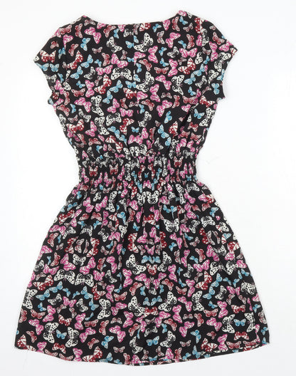 New Look Womens Multicoloured Geometric Polyester A-Line Size 8 Scoop Neck