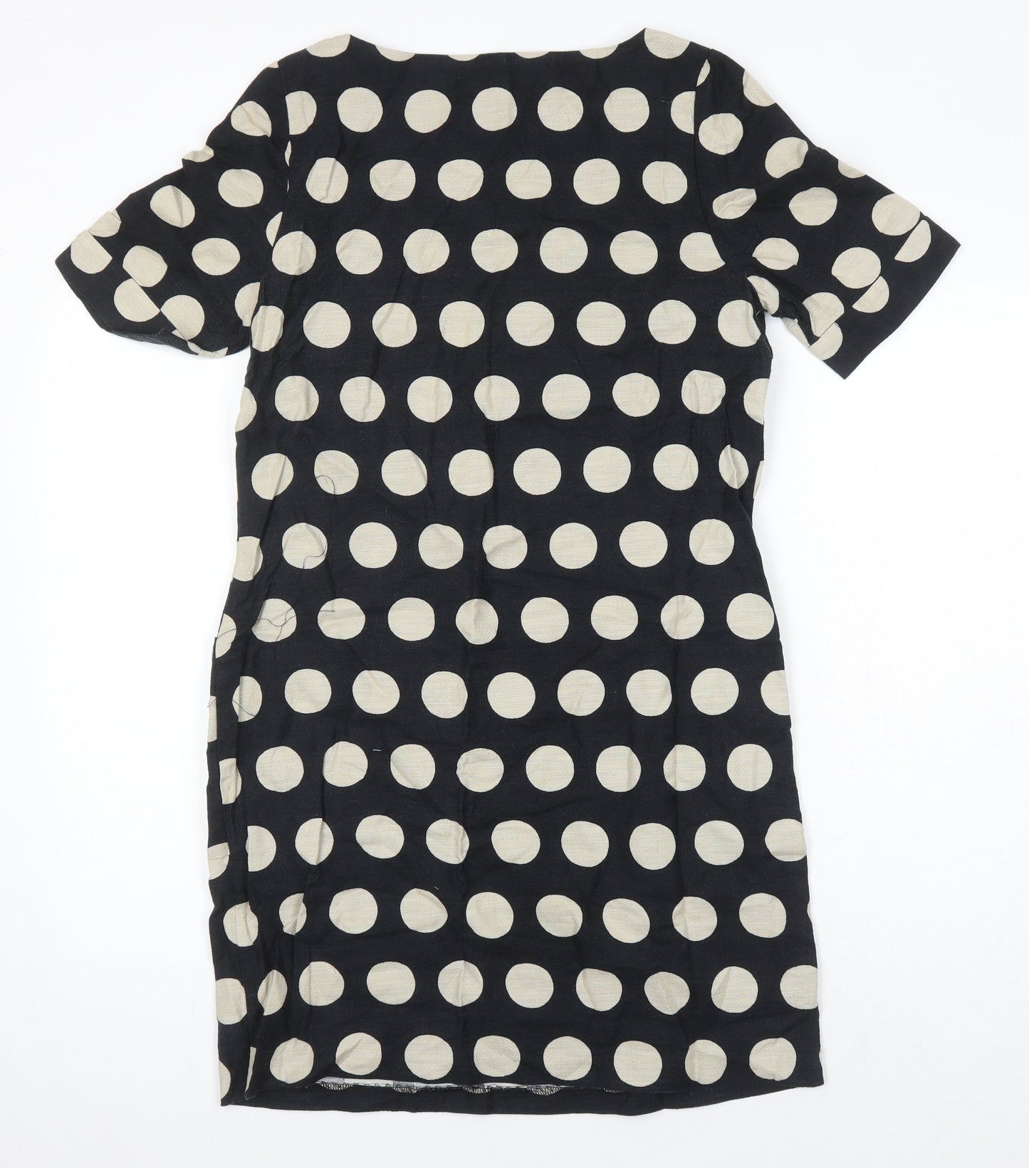 Cath Kidson Womens Black Plaid 100% Cotton Shift Size 10 Scoop Neck - Pockets on front