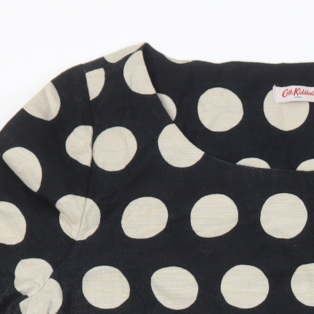 Cath Kidson Womens Black Plaid 100% Cotton Shift Size 10 Scoop Neck - Pockets on front