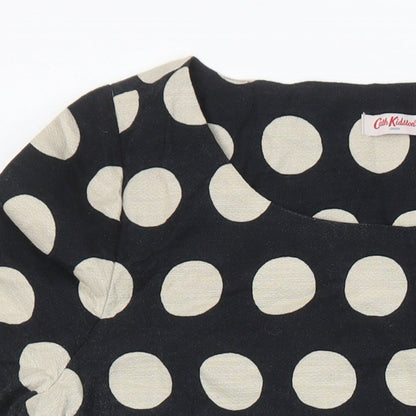 Cath Kidson Womens Black Plaid 100% Cotton Shift Size 10 Scoop Neck - Pockets on front