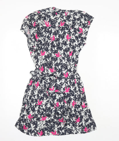 French Connection Womens Ivory Geometric Viscose Fit & Flare Size 10 Sweetheart - Birds Print