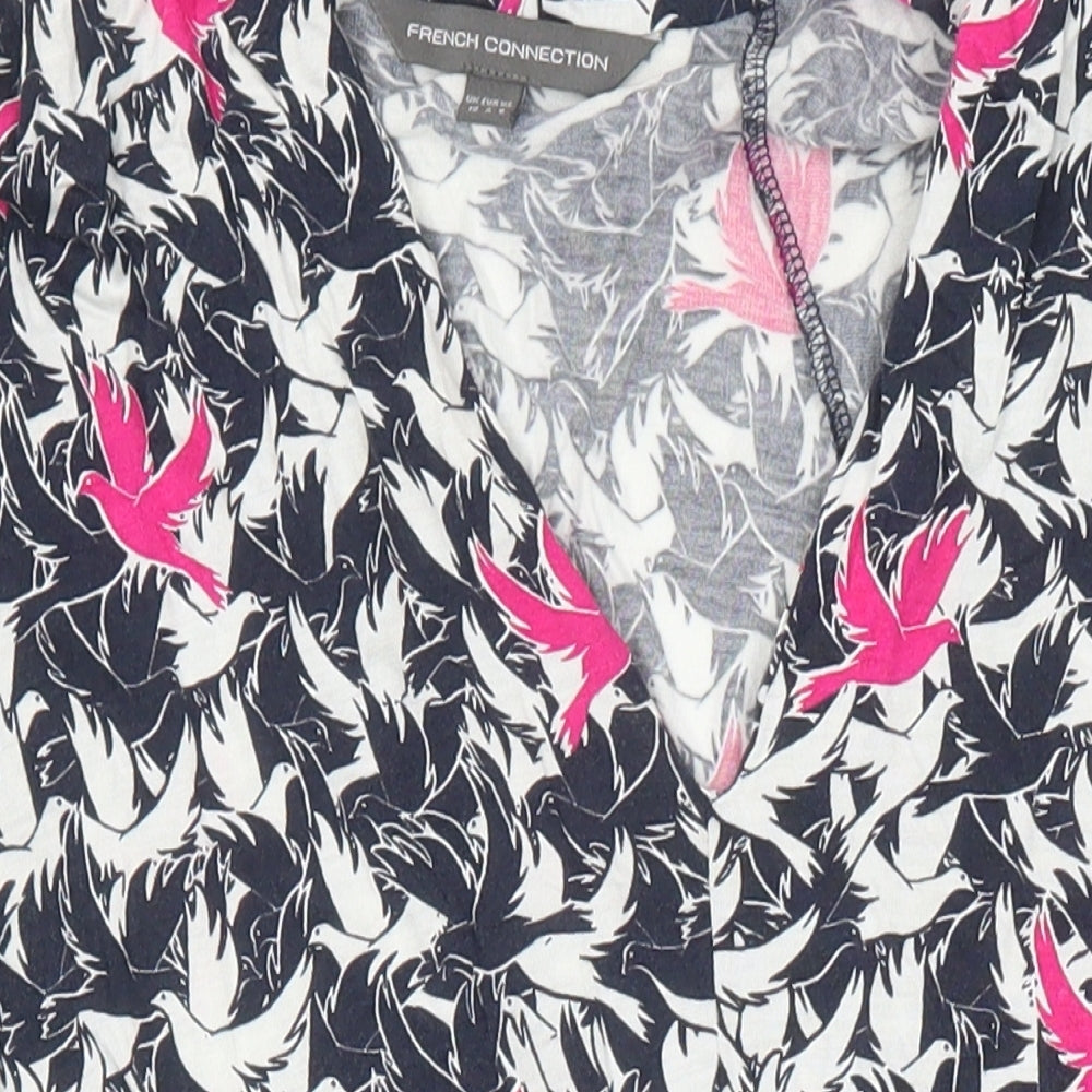 French Connection Womens Ivory Geometric Viscose Fit & Flare Size 10 Sweetheart - Birds Print