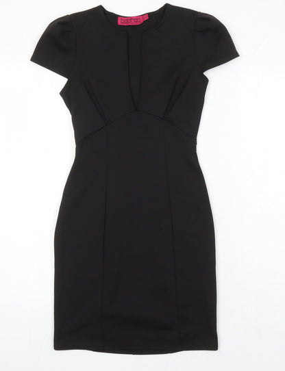 Boohoo Womens Black Houndstooth Polyester Pencil Dress Size 8 Sweetheart