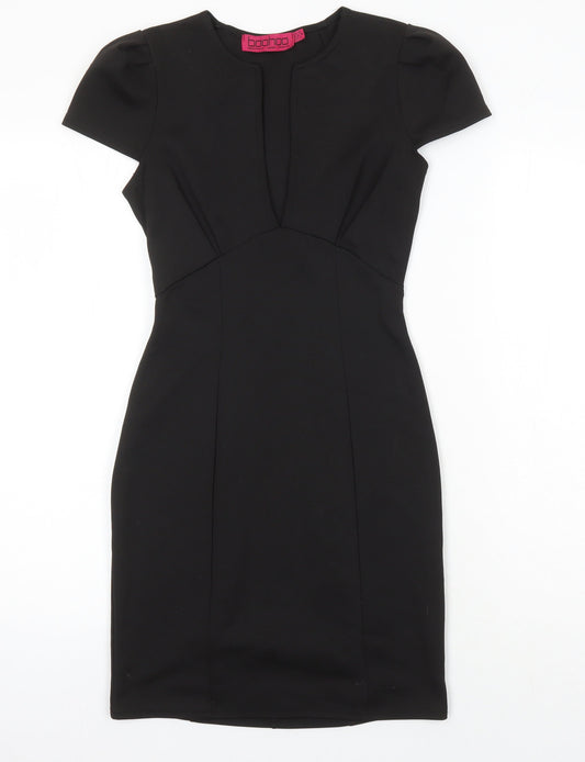 Boohoo Womens Black Houndstooth Polyester Pencil Dress Size 8 Sweetheart