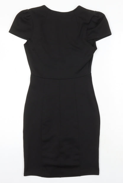 Boohoo Womens Black Houndstooth Polyester Pencil Dress Size 8 Sweetheart