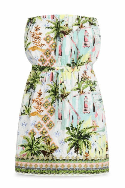 Next Womens Ivory Floral 100% Cotton Shift Size 10 Off the Shoulder