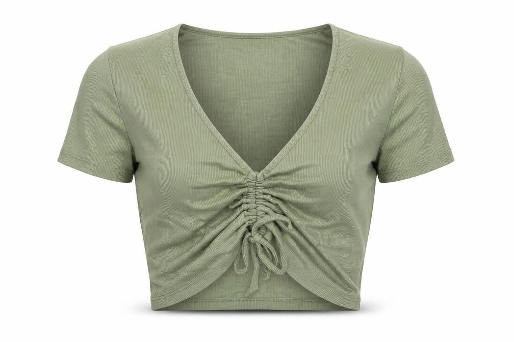 Womens UK Size M Zara Green Cropped T-Shirt