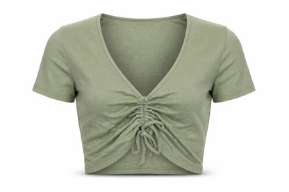 Womens UK Size M Zara Green Cropped T-Shirt