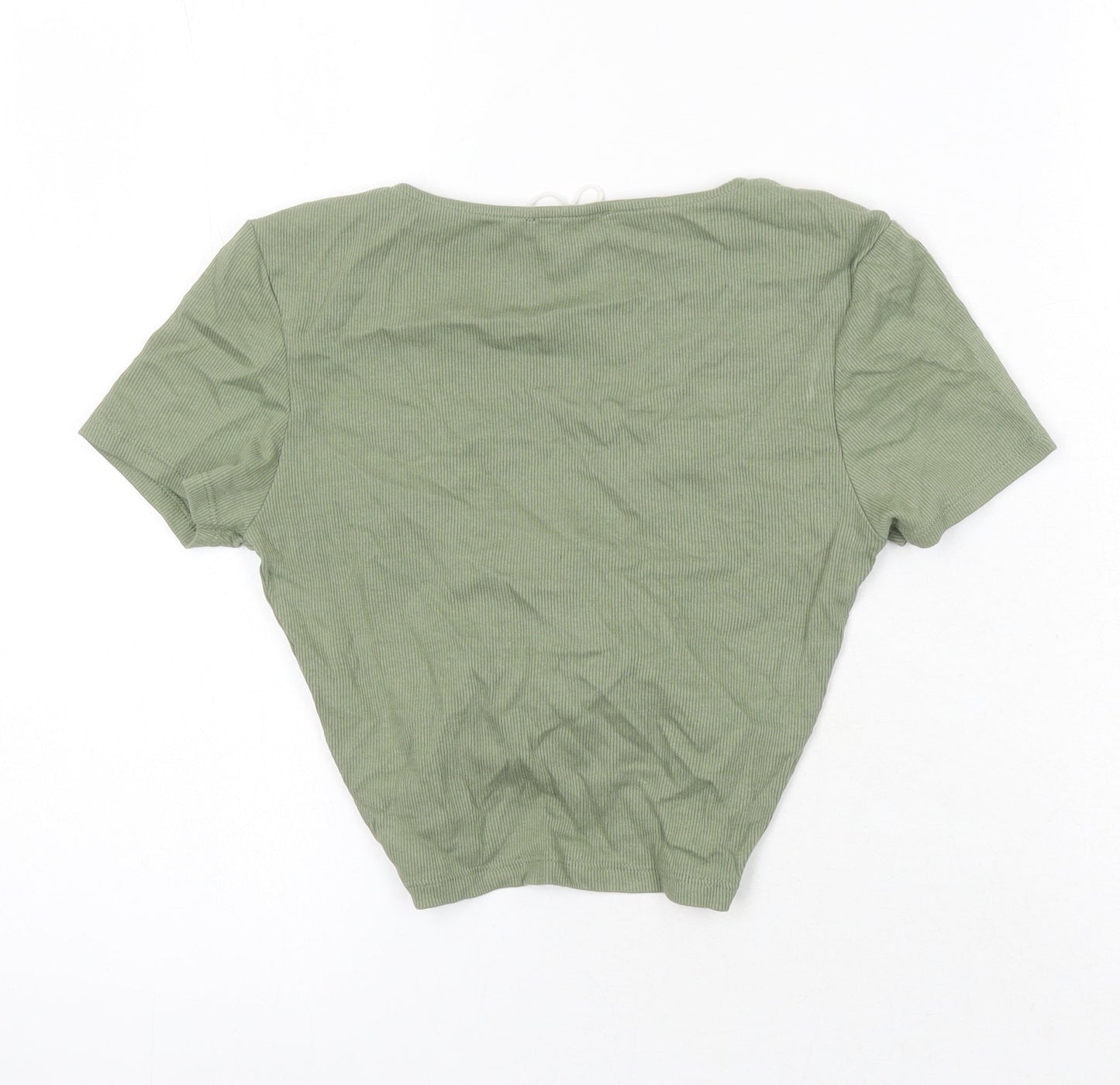 Womens UK Size M Zara Green Cropped T-Shirt