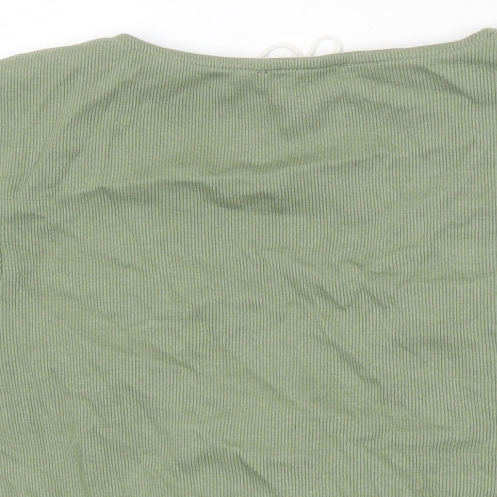Womens UK Size M Zara Green Cropped T-Shirt