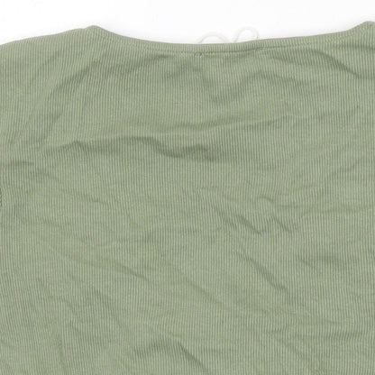 Womens UK Size M Zara Green Cropped T-Shirt
