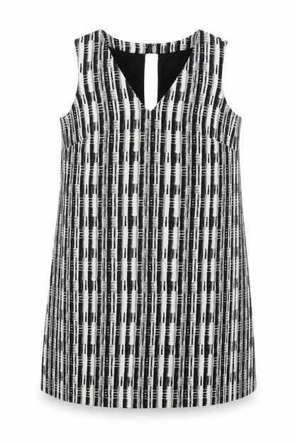 NEXT Womens White Geometric Polyester Shift Size 18 V-Neck Zip