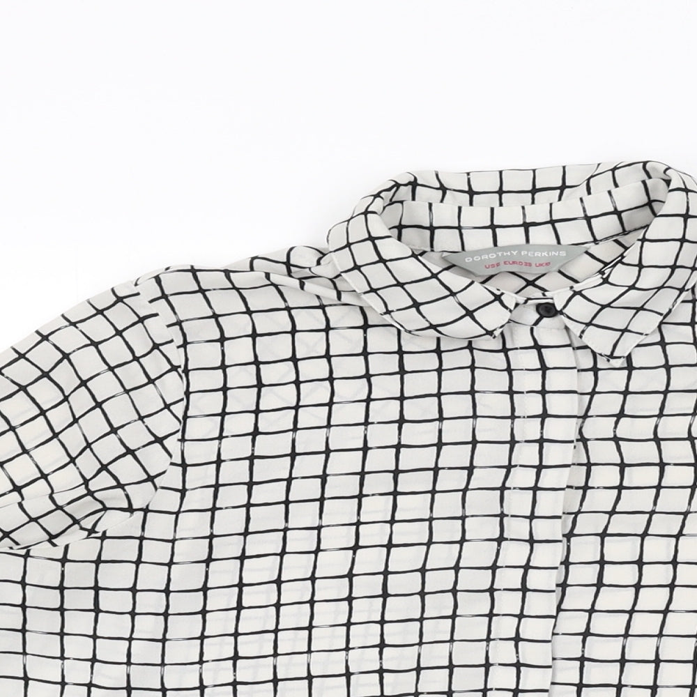 Womens UK Size 10 Dorothy Perkins White Basic Button-Up