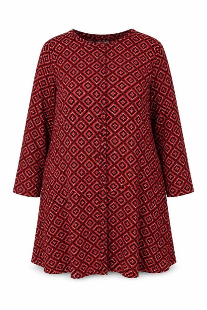 Simply Be Womens Red Geometric Polyester Shift Size 22 Round Neck Pullover