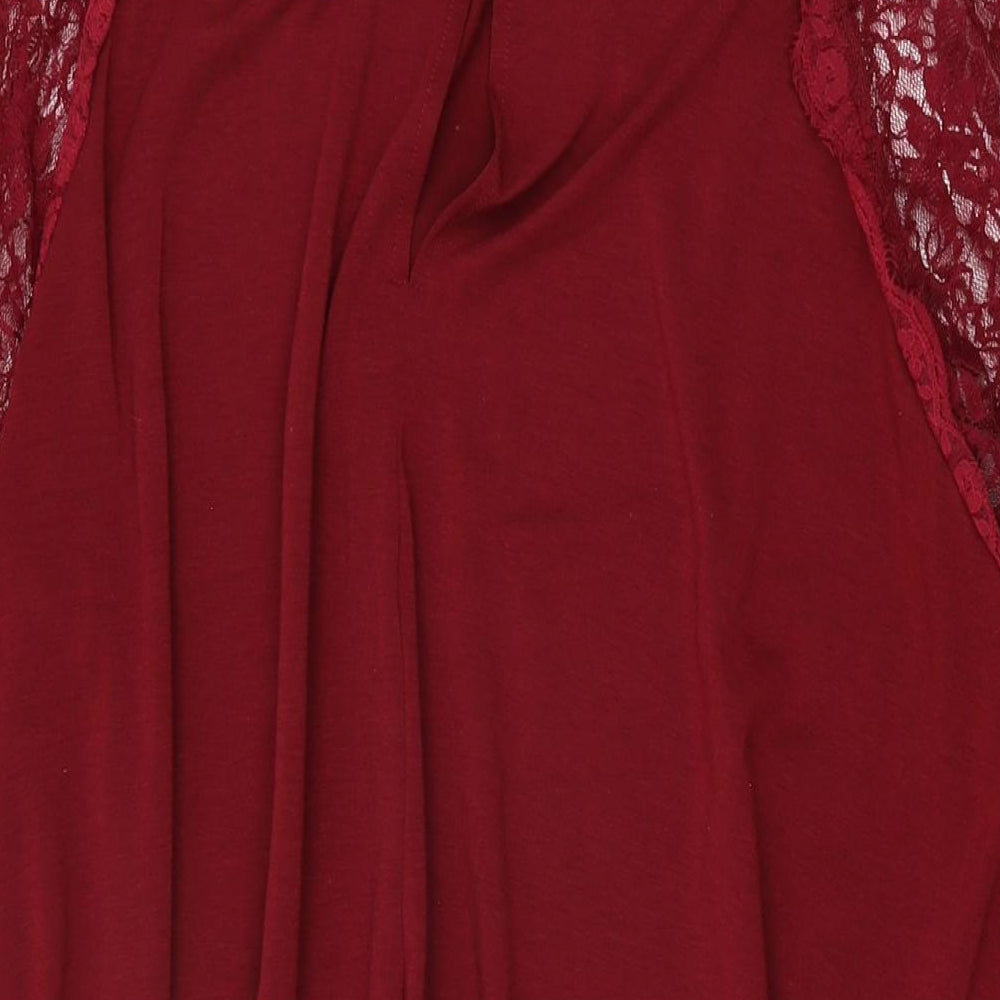 AX Paris Womens Red Polyester Shift Size 22 Round Neck Button