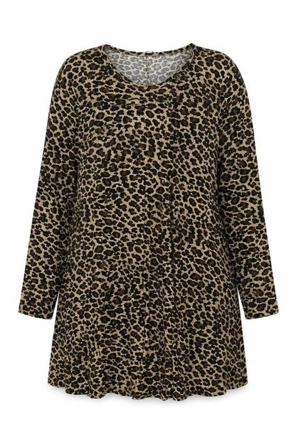 Simply Be Womens Beige Animal Print Polyester Shift Size 22 Round Neck Pullover