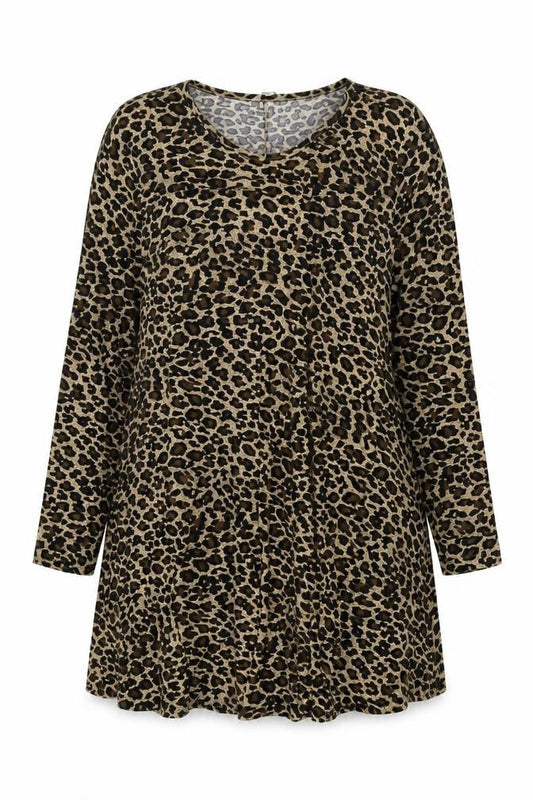 Simply Be Womens Beige Animal Print Polyester Shift Size 22 Round Neck Pullover