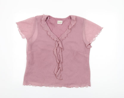 Womens UK Size 16 Roman Pink Basic Blouse