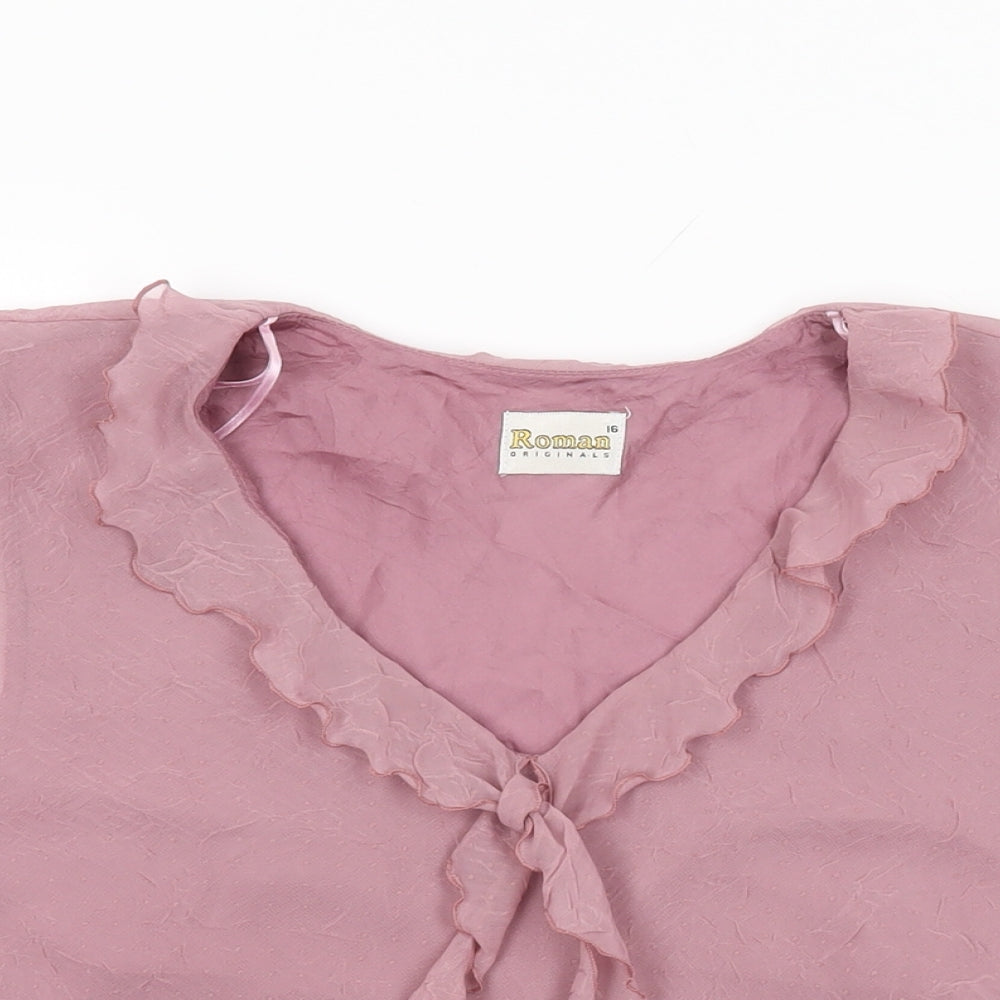 Womens UK Size 16 Roman Pink Basic Blouse