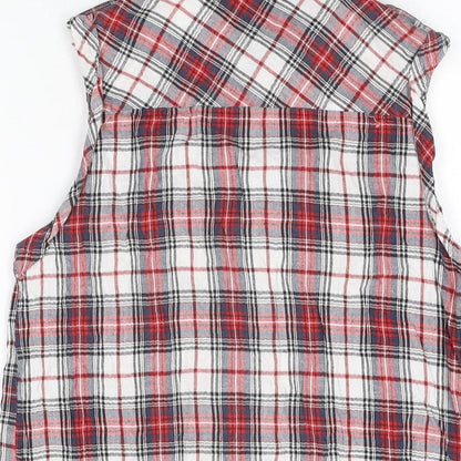 Innocence Womens Red Plaid Cotton Basic Button-Up Size 10 Collared