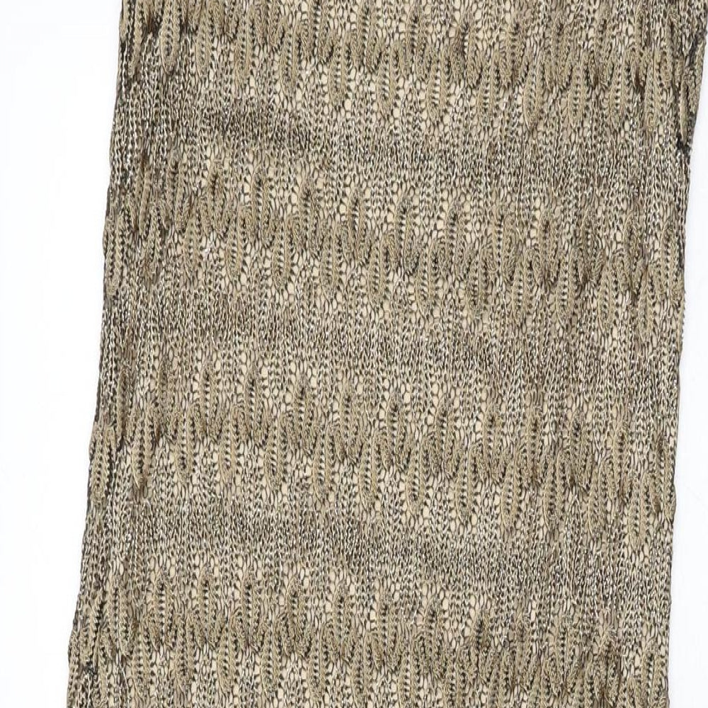 Style Womens Gold Geometric Polyester Bodycon Size 14 Scoop Neck Pullover