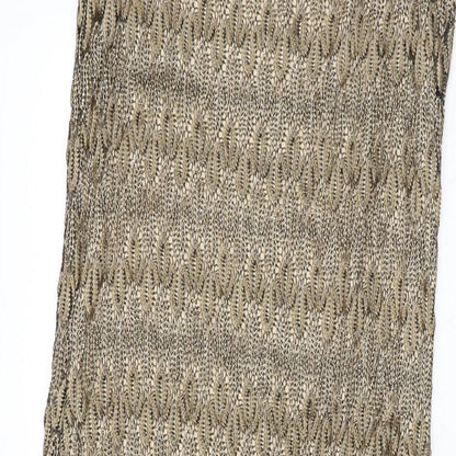 Style Womens Gold Geometric Polyester Bodycon Size 14 Scoop Neck Pullover