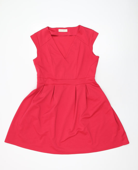 Dorothy Perkins Womens Pink Polyester A-Line Size 14 V-Neck Pullover