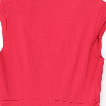 Dorothy Perkins Womens Pink Polyester A-Line Size 14 V-Neck Pullover