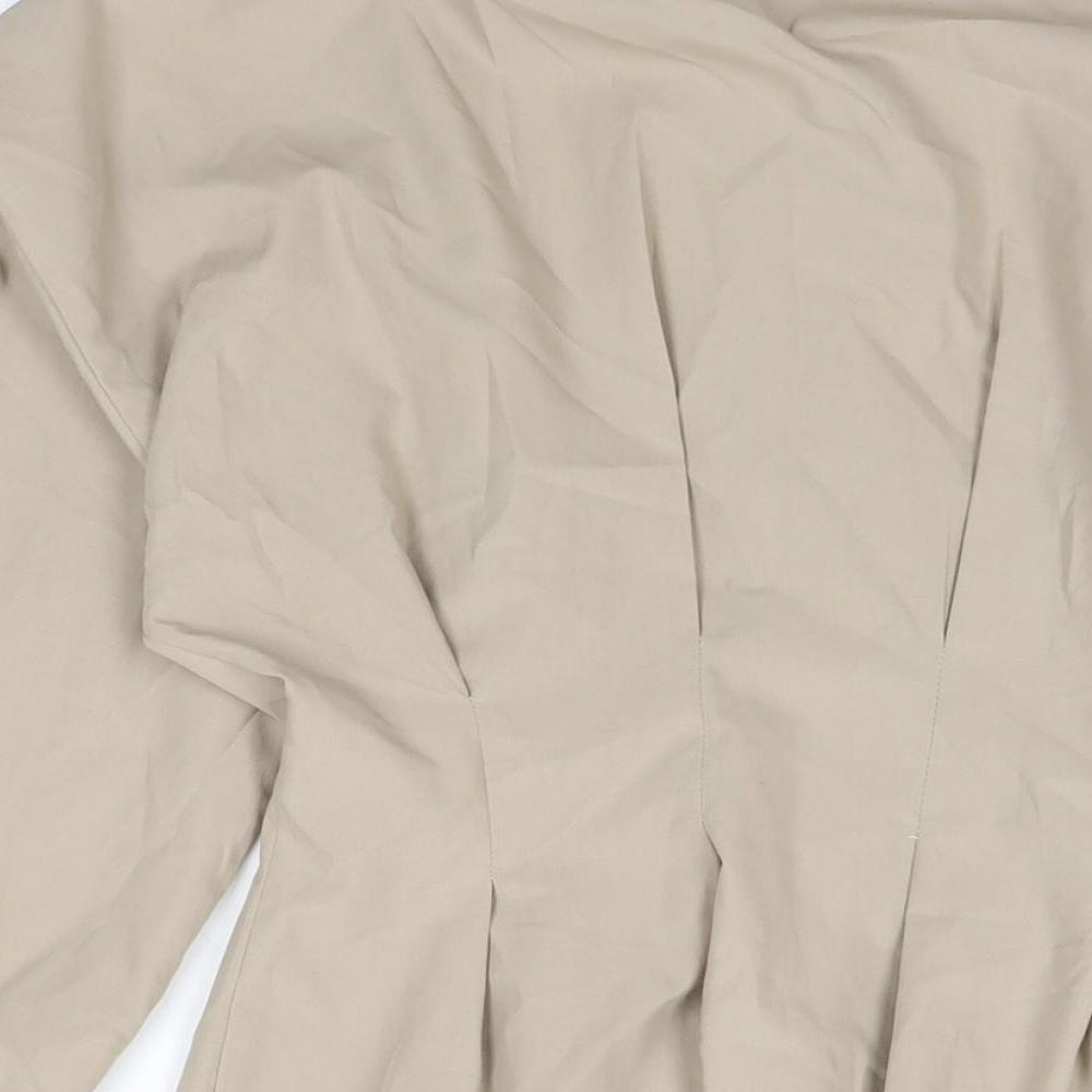 PRETTYLITTLETHING Womens Beige Polyester Shirt Dress Size 6 Collared Button