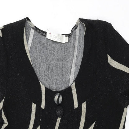 Purplish Womens Black Geometric Cotton Shift Size S Round Neck Pullover