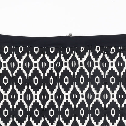 Marks and Spencer Womens Black Geometric Cotton Straight & Pencil Skirt Size 10 Zip