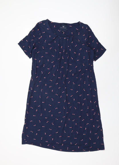 Crew Clothing Company Womens Blue Polka Dot Viscose Shift Size 14 Round Neck Pullover