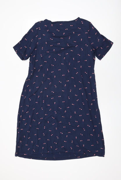 Crew Clothing Company Womens Blue Polka Dot Viscose Shift Size 14 Round Neck Pullover