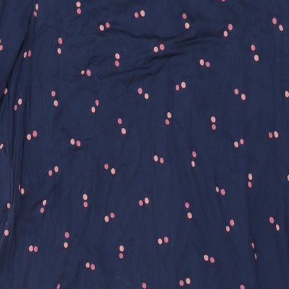 Crew Clothing Company Womens Blue Polka Dot Viscose Shift Size 14 Round Neck Pullover