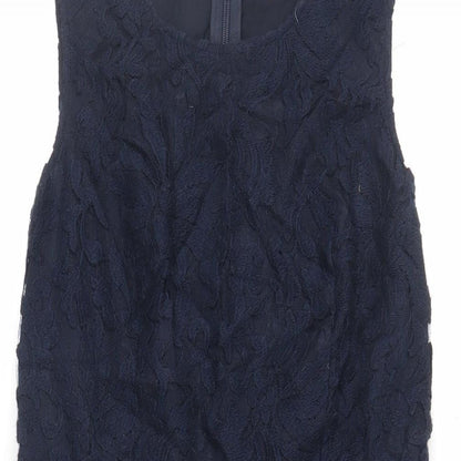 NEXT Womens Blue Polyester Fit & Flare Size 12 Round Neck Zip - Lined