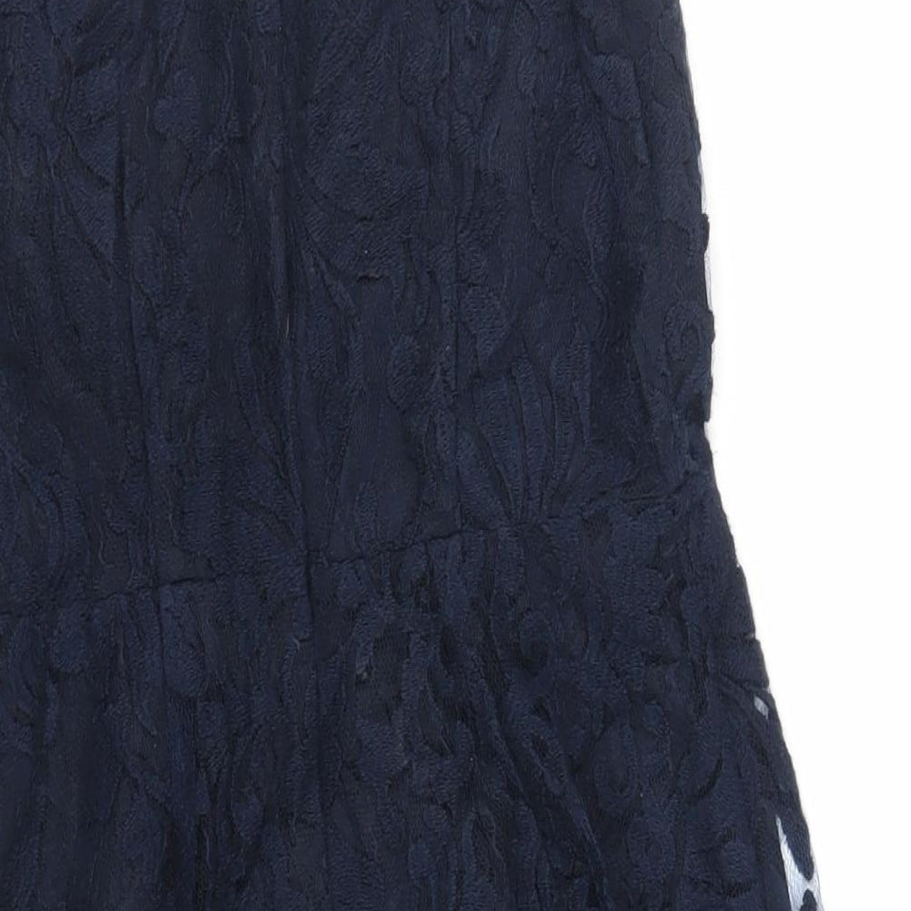 NEXT Womens Blue Polyester Fit & Flare Size 12 Round Neck Zip - Lined