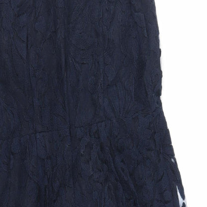 NEXT Womens Blue Polyester Fit & Flare Size 12 Round Neck Zip - Lined