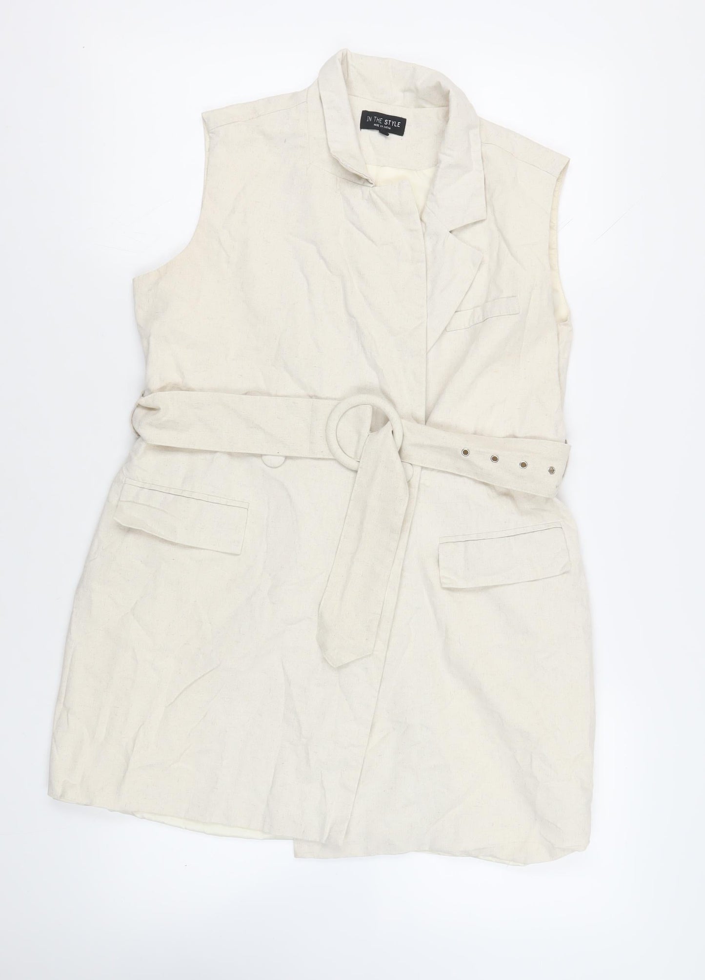 In the Style Womens Ivory Jacket Waistcoat Size 12 Button - Belted
