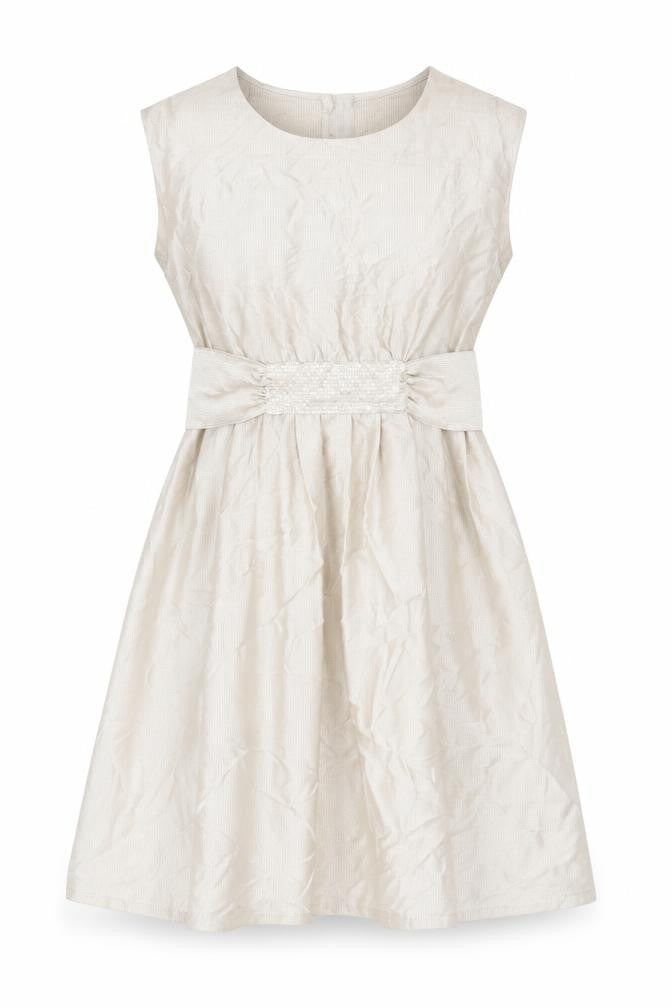 H&M Womens Beige Polyester A-Line Size 12 Round Neck Zip - Sequin