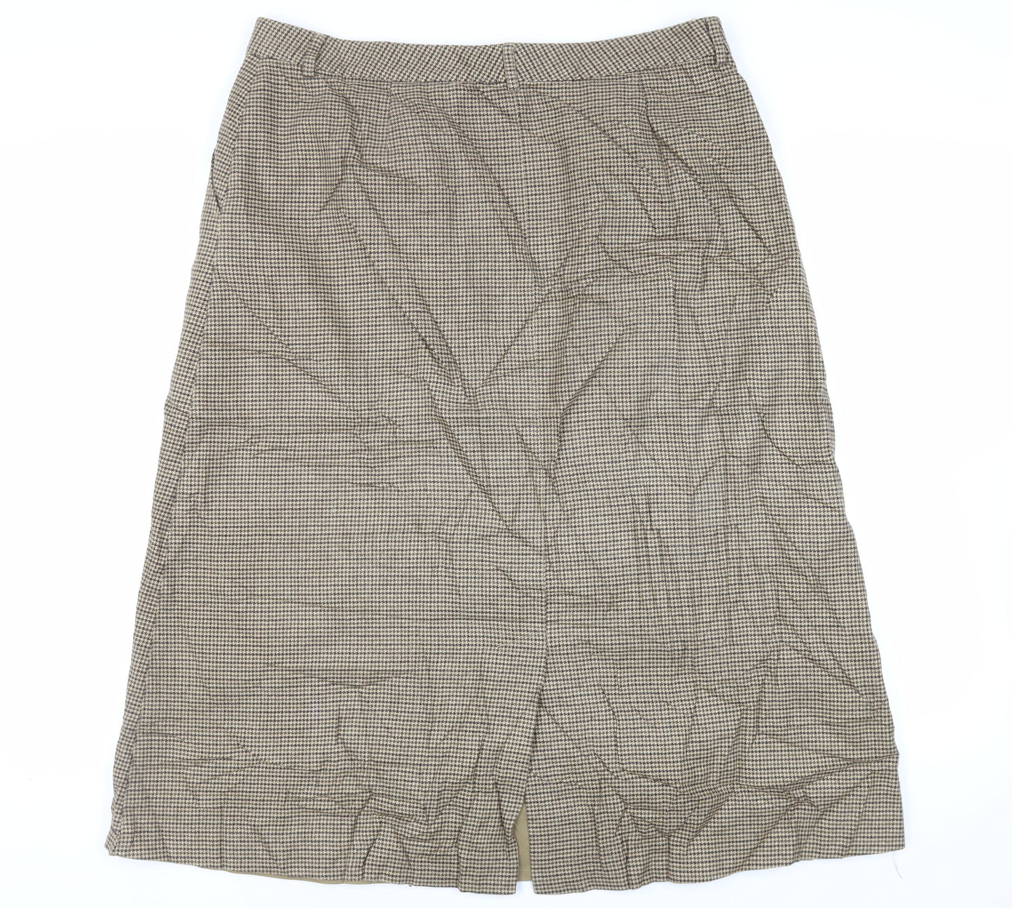 L.L. Bean Womens Beige Geometric Cotton A-Line Skirt Size 16 Button