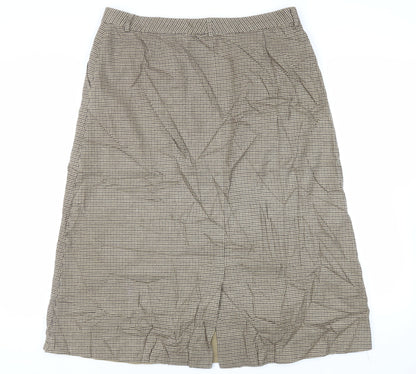 L.L. Bean Womens Beige Geometric Cotton A-Line Skirt Size 16 Button