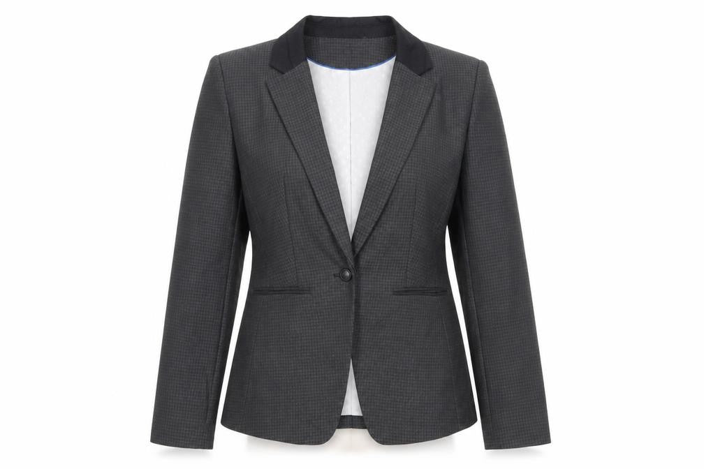 Next Womens Grey Geometric Jacket Blazer Size 10 Button