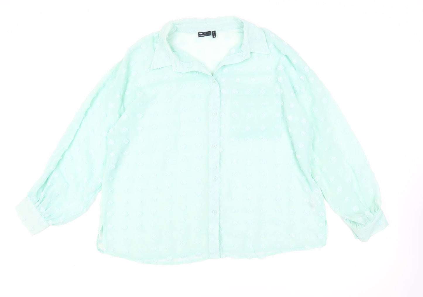 Womens UK Size 16 ASOS Green Basic Button-Up