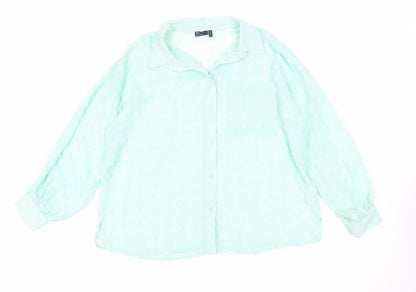 Womens UK Size 16 ASOS Green Basic Button-Up
