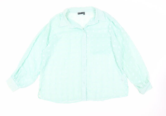 Womens UK Size 16 ASOS Green Basic Button-Up